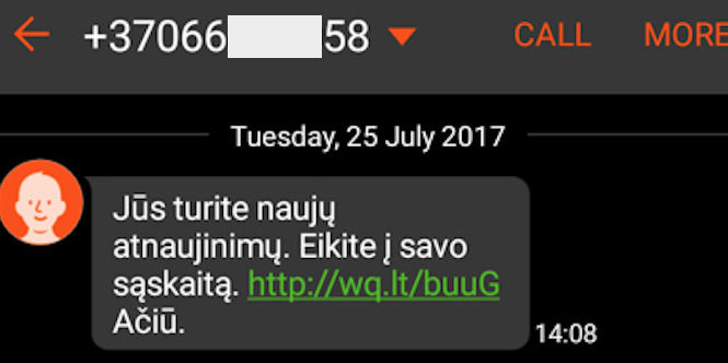  Dėmesio: plinta apgaulingos SMS žinutės