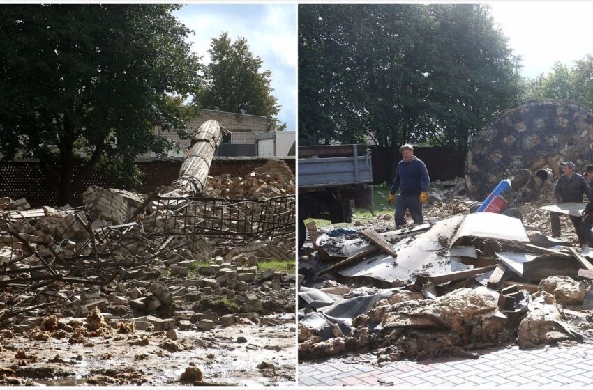 Pelėdnagiuose nuverstas vandens bokštas