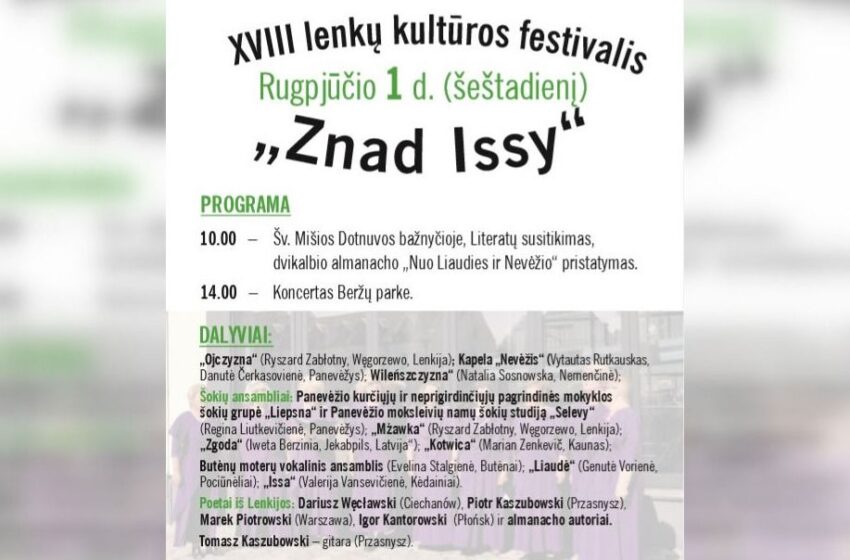 Rugpjūčio 1-ąją – lenkų kultūros festivalis „Znad Issy“