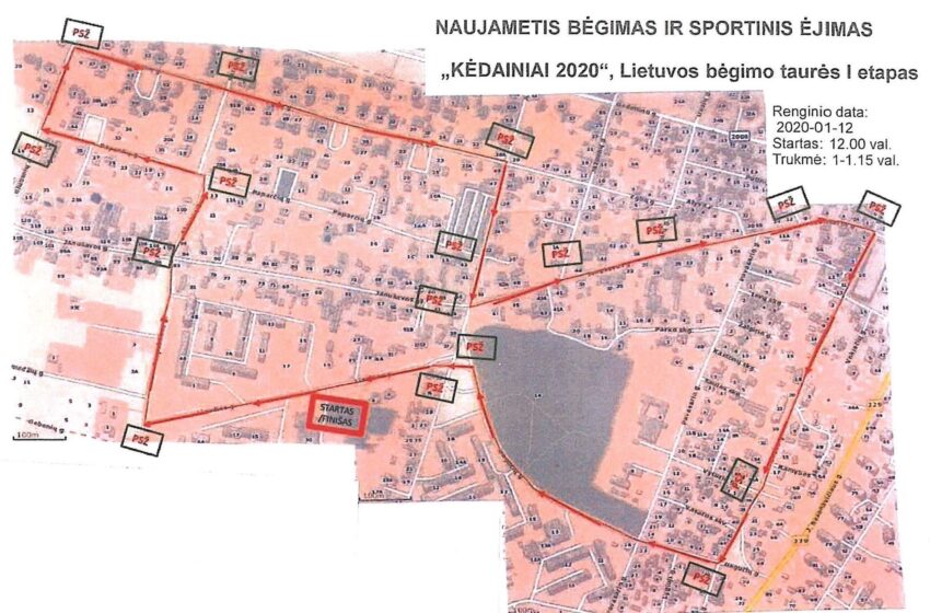  Dėmesio: keičiasi sekmadienį vyksiančio naujamečio bėgimo ir sportinio ėjimo maršrutas