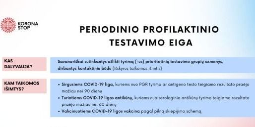  Plečiamos profilaktinio testavimo nuo COVID-19 grupės