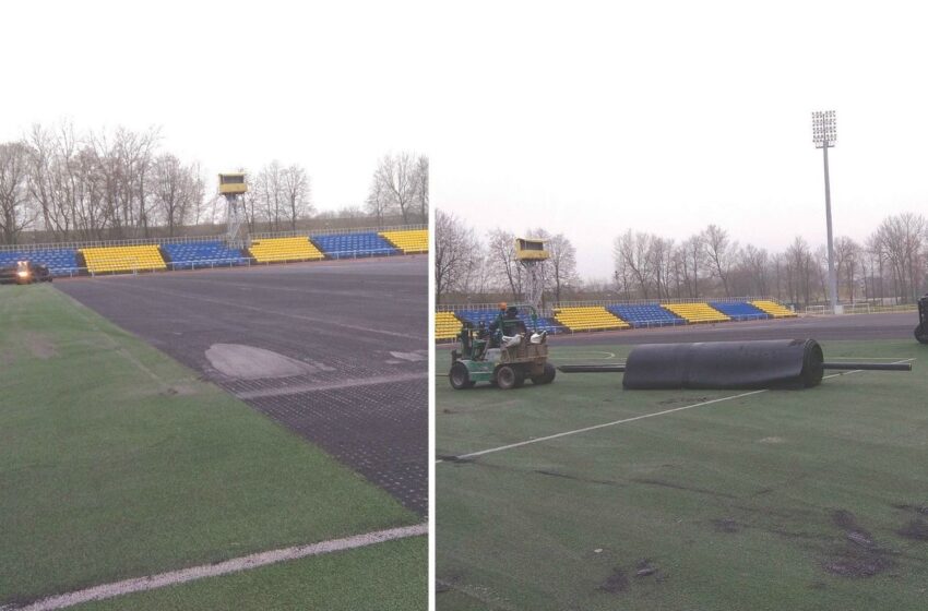  Stadione keičiama futbolo aikštės danga