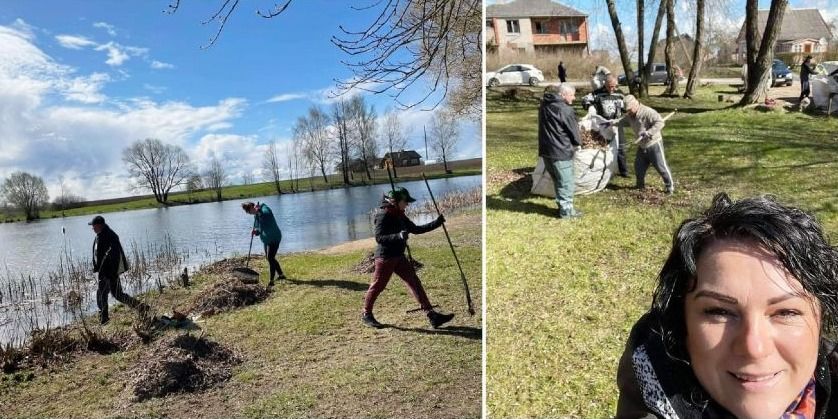  Gudžiūniškiai tvarkė tvenkinio aplinką bei parkelį