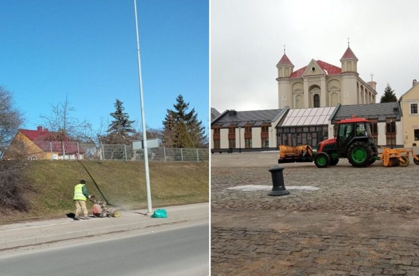  Mieste – pavasariniai gatvių ir šaligatvių valymo darbai