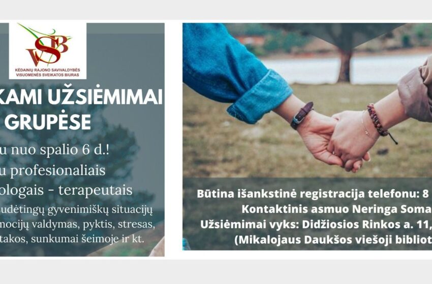  Kviečia į nemokamus užsiėmimus grupėse