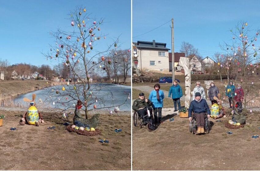  Kėdainiuose papuoštas Velykų medis