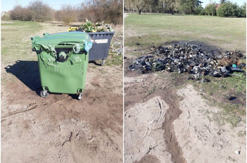  Antrąją šv. Velykų dieną liepsnojo kapinių konteineriai