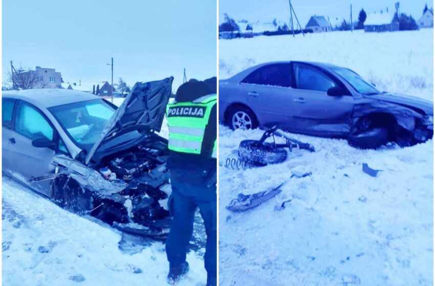  Susidūrus dviem automobiliams vieno jų vairuotojai prireikė medikų pagalbos